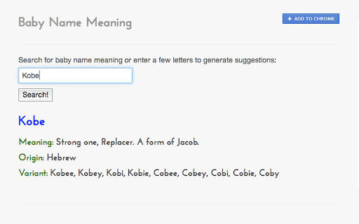 Baby Name Meaning  from Chrome web store to be run with OffiDocs Chromium online