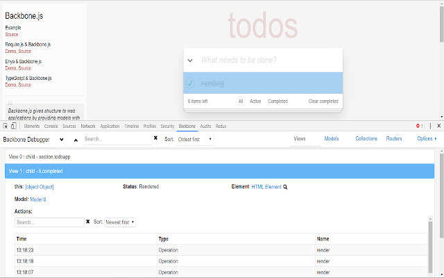 Backbone Debugger  from Chrome web store to be run with OffiDocs Chromium online