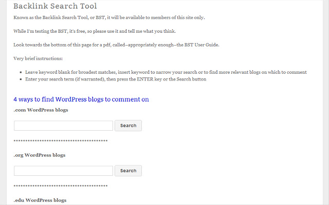 Backlink Search Tool  from Chrome web store to be run with OffiDocs Chromium online
