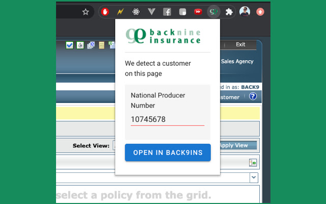 BackNines Quote  Apply for Vertafore AMS360  from Chrome web store to be run with OffiDocs Chromium online