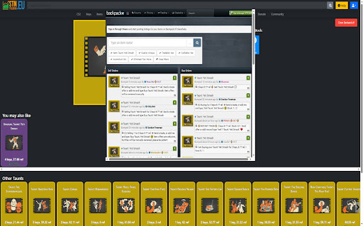 Backpack.tf Page On STN  from Chrome web store to be run with OffiDocs Chromium online