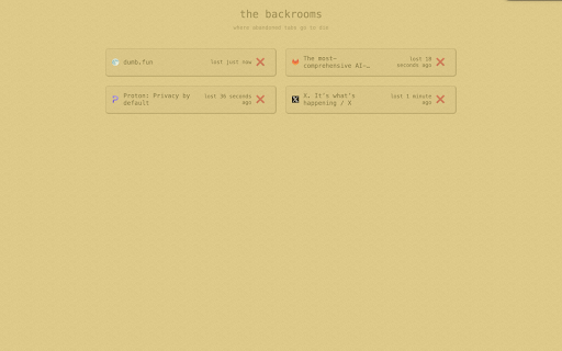 Backrooms Tab Manager  from Chrome web store to be run with OffiDocs Chromium online