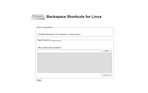 Backspace for Navigation  from Chrome web store to be run with OffiDocs Chromium online