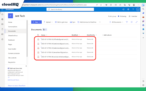Back up emails to SharePoint  from Chrome web store to be run with OffiDocs Chromium online