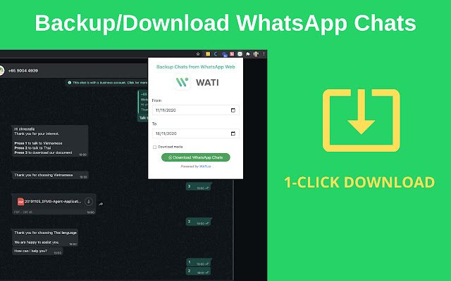 Backup WhatsApp Chats  from Chrome web store to be run with OffiDocs Chromium online