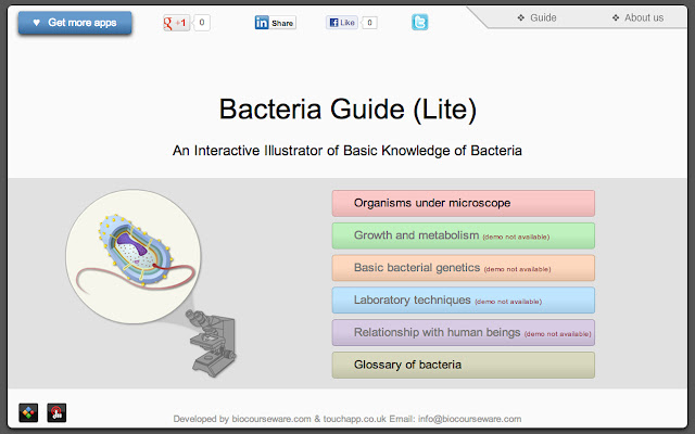 Bacteria Guide Lite  from Chrome web store to be run with OffiDocs Chromium online