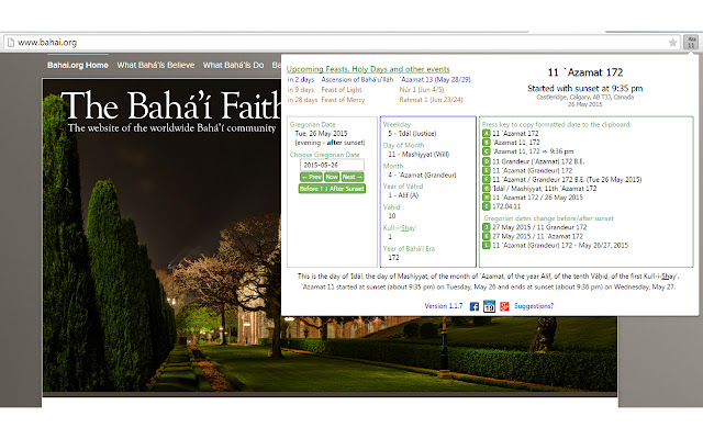 Badíʿ Calendar  from Chrome web store to be run with OffiDocs Chromium online