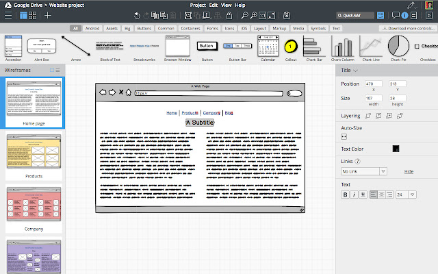 Balsamiq Wireframes (FREE TRIAL)  from Chrome web store to be run with OffiDocs Chromium online