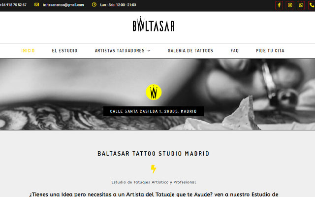 Baltasar tattoo studio Madrid  from Chrome web store to be run with OffiDocs Chromium online