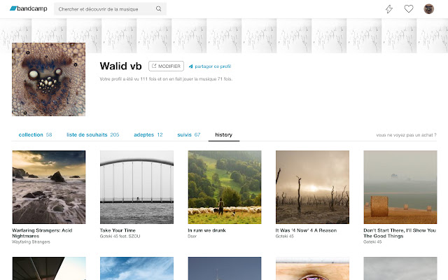 Bandcamp History  from Chrome web store to be run with OffiDocs Chromium online