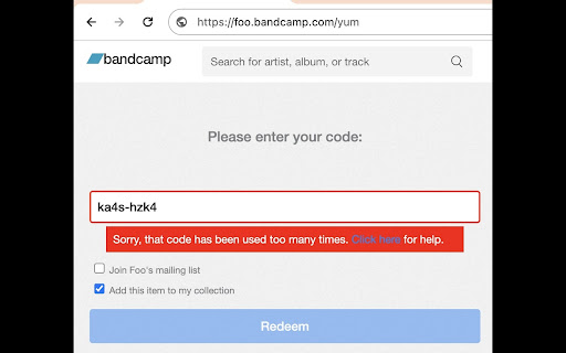 Bandcamp redeemer  from Chrome web store to be run with OffiDocs Chromium online