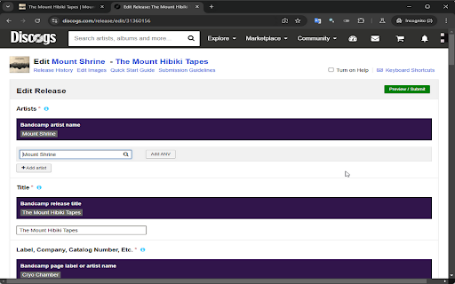 Bandcamp To Discogs  from Chrome web store to be run with OffiDocs Chromium online