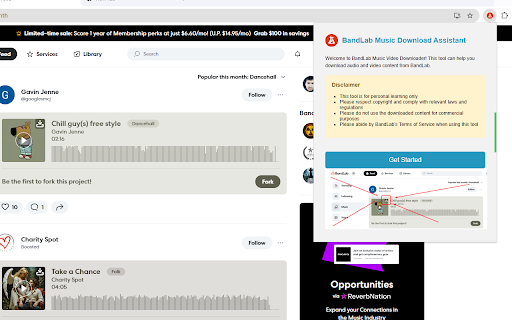 BandLab Music Download Assistant  from Chrome web store to be run with OffiDocs Chromium online