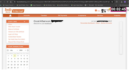 Bank of Baroda no session expire  from Chrome web store to be run with OffiDocs Chromium online
