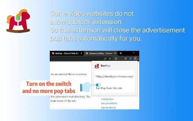 BanPop  from Chrome web store to be run with OffiDocs Chromium online