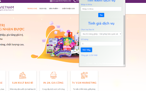 Bao bì trọn gói Lvb Việt Nam  from Chrome web store to be run with OffiDocs Chromium online
