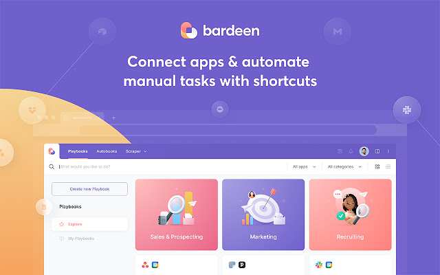 Bardeen automate workflows with one click  from Chrome web store to be run with OffiDocs Chromium online