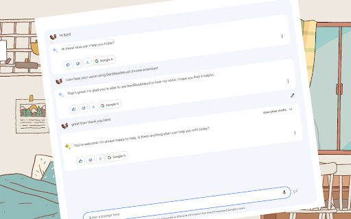 BardReadAloud  from Chrome web store to be run with OffiDocs Chromium online