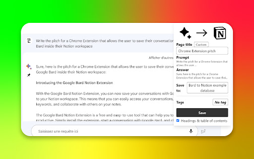 Bard to Notion  from Chrome web store to be run with OffiDocs Chromium online