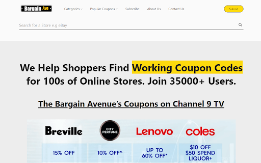 Bargain Avenue Secret Coupons Australia  from Chrome web store to be run with OffiDocs Chromium online