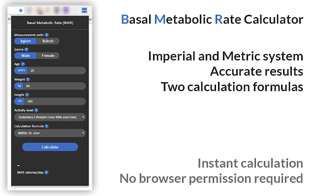 Basal Metabolic Rate (BMR) Calculator  from Chrome web store to be run with OffiDocs Chromium online