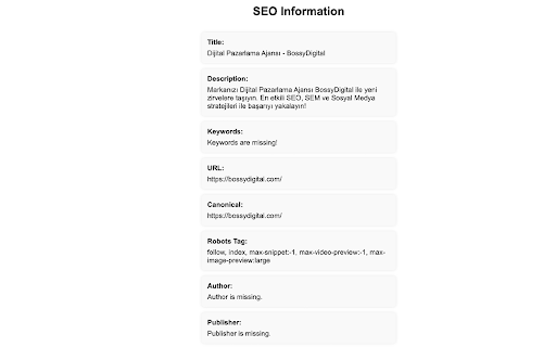 Basic SEO Viewer  from Chrome web store to be run with OffiDocs Chromium online