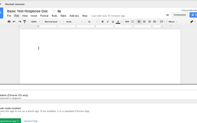 Basic Test Response Doc  from Chrome web store to be run with OffiDocs Chromium online