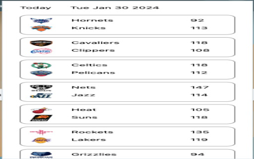 Basketball Live Score  from Chrome web store to be run with OffiDocs Chromium online