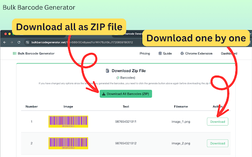 Batch Barcode Generator  from Chrome web store to be run with OffiDocs Chromium online