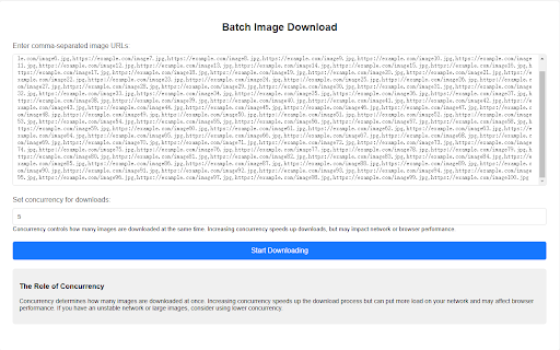 Batch Image Download Tool  from Chrome web store to be run with OffiDocs Chromium online