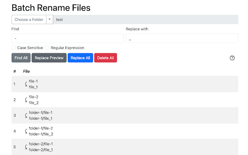 Batch Rename Files  from Chrome web store to be run with OffiDocs Chromium online