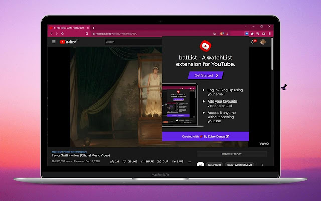 batList watchList extension for YouTube  from Chrome web store to be run with OffiDocs Chromium online