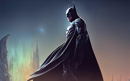 Batman standing next to the castle  from Chrome web store to be run with OffiDocs Chromium online