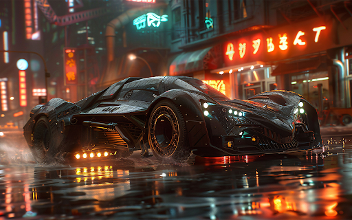 Batmobile concept car with neon lights  from Chrome web store to be run with OffiDocs Chromium online