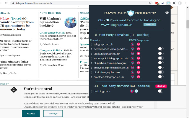 Baycloud Bouncer  from Chrome web store to be run with OffiDocs Chromium online