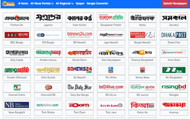 Список всех газет Бангладеш из интернет-магазина Chrome BD Newspaper будет работать с онлайн-версией OffiDocs Chromium