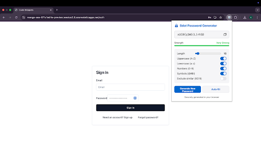Bdot Password Generator  from Chrome web store to be run with OffiDocs Chromium online