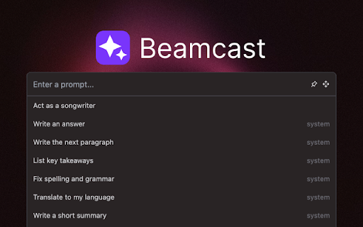 Beamcast  from Chrome web store to be run with OffiDocs Chromium online