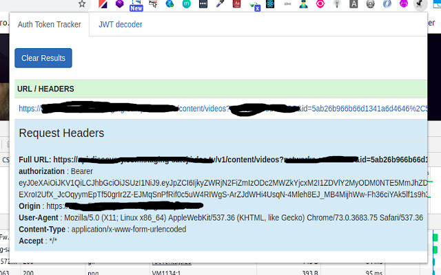 Bearer/Authorization access with JWT decoder  from Chrome web store to be run with OffiDocs Chromium online
