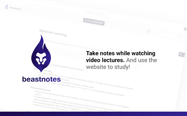 Beastnotes ▪ Take notes for online courses  from Chrome web store to be run with OffiDocs Chromium online