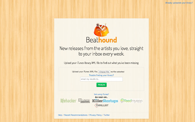 Beathound  from Chrome web store to be run with OffiDocs Chromium online
