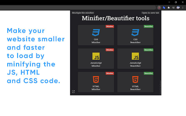 Beautifer  Minify  from Chrome web store to be run with OffiDocs Chromium online