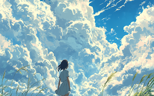 Beautiful Aniwatch Girl And Clouds Wallpaper  from Chrome web store to be run with OffiDocs Chromium online
