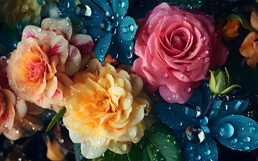 beautiful flowers with water drops  from Chrome web store to be run with OffiDocs Chromium online