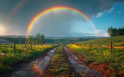 beautiful rainbow appearing end road  from Chrome web store to be run with OffiDocs Chromium online