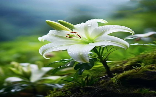 Beautiful white lily wallpaper  from Chrome web store to be run with OffiDocs Chromium online
