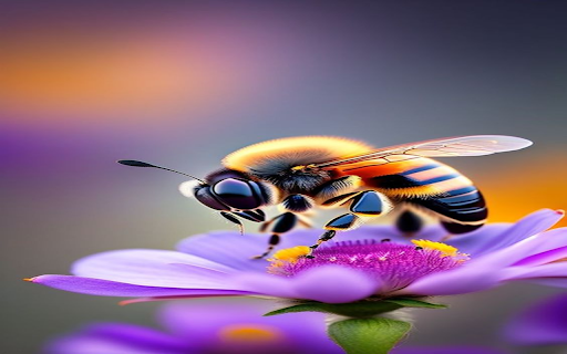 Bee and purple flower wallpape  from Chrome web store to be run with OffiDocs Chromium online