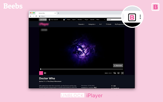 BeebsWatch BBC iPlayer, ITV  C4 Abroad  from Chrome web store to be run with OffiDocs Chromium online