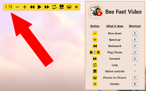 Bee fast video  from Chrome web store to be run with OffiDocs Chromium online