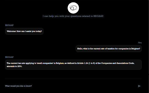 BEGAAP Chatbot  from Chrome web store to be run with OffiDocs Chromium online